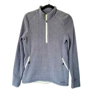 Eddie Bauer Sz M Gray Fleece Sweatshirt‎ With Yellow Zipper Accents Gorpcore